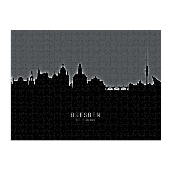 Puzzle Ravensburger "Dresden Germany Skyline Glow White" artboxONE - Städte,Schwarzweiß,Städte / Dresden