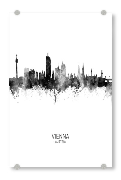 Acrylglasbild "Vienna Austria Skyline BW" artboxONE - Städte,Schwarzweiß,Städte / Wien