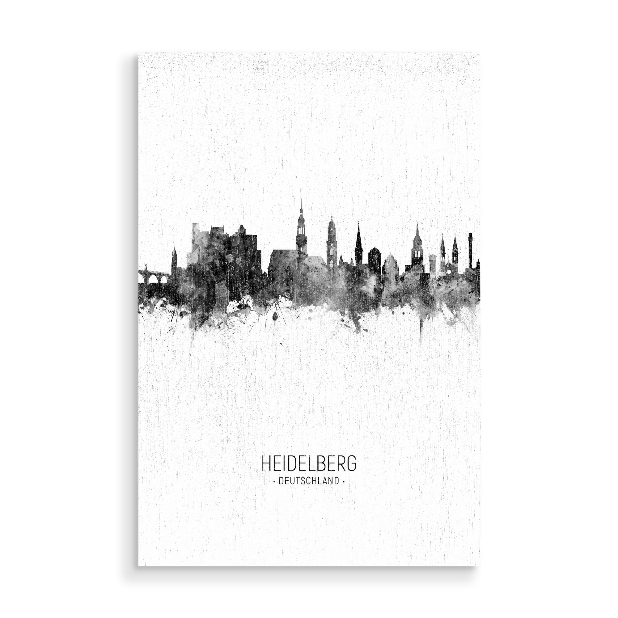 Holzbild "Heidelberg Germany Skyline BW" artboxONE - Städte,Schwarzweiß