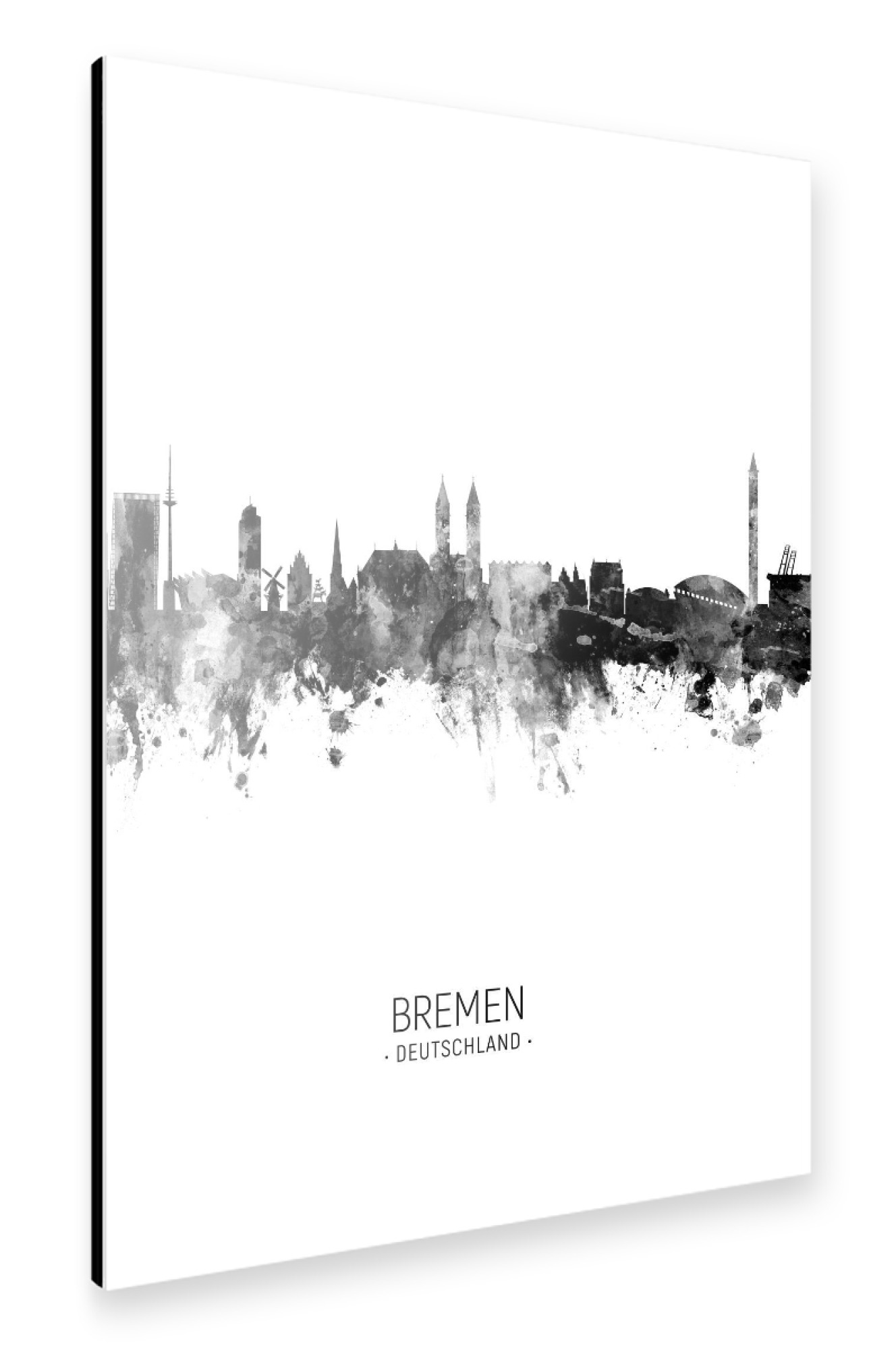 Alu-Dibond "Bremen Germany Skyline BW" 75x50 cm artboxONE