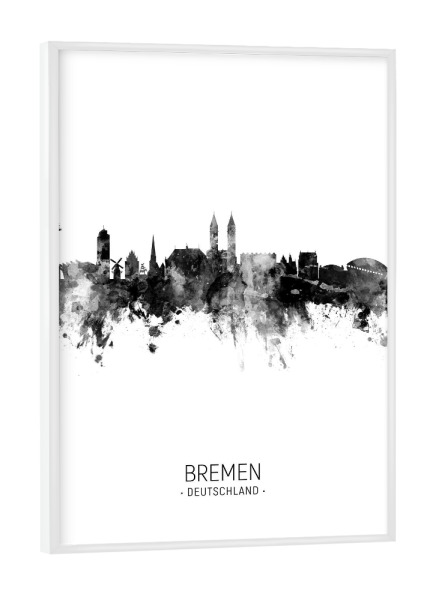 Poster mit weißem Rahmen "Bremen Germany Skyline BW" artboxONE - Städte,Schwarzweiß