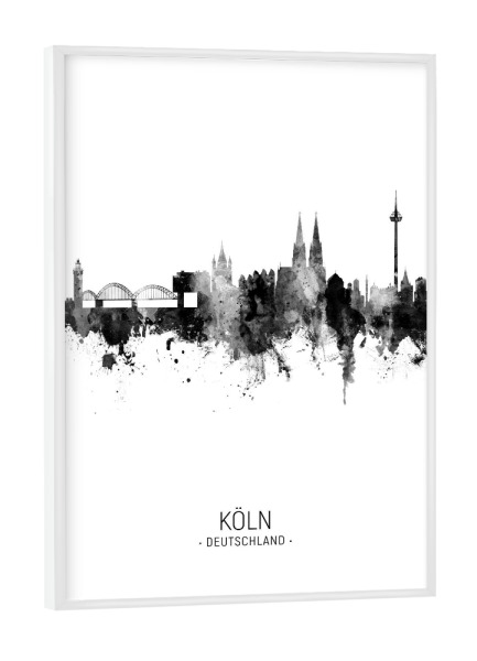 Poster mit weißem Rahmen "Cologne Germany Skyline BW" artboxONE - Städte,Städte / Köln,Schwarzweiß