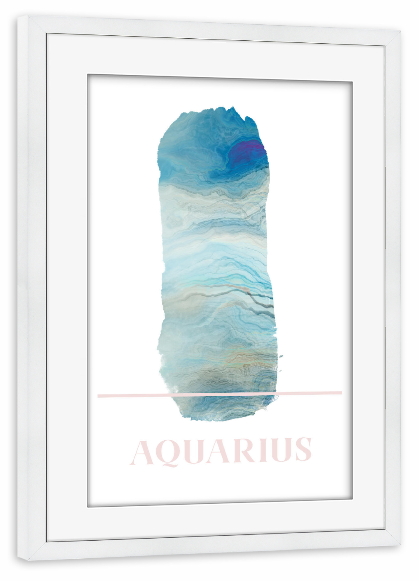 Poster mit Rahmen weiß "Agate Zodiac Sign - Aquarius" artboxONE - Abstrakt - Sternzeichen,Pastell,Wassermann,Horoskop,Typo,Typografie