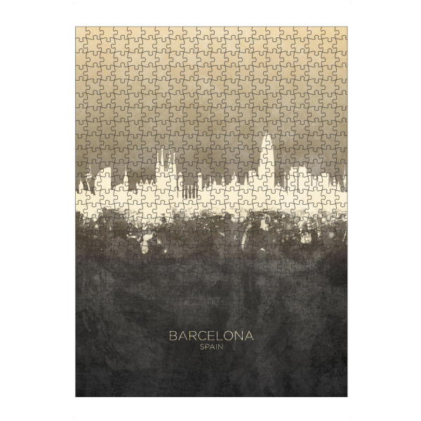 Puzzle Ravensburger "Barcelona Spain Skyline Taupe" artboxONE - Städte,Städte / Barcelona