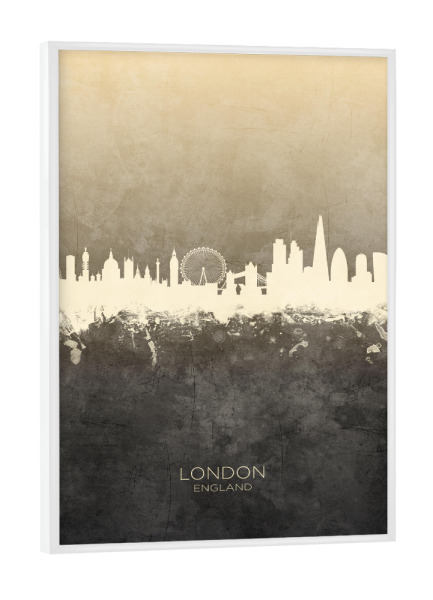 Poster mit weißem Rahmen "London England Skyline Taupe" artboxONE - Städte,Städte / London