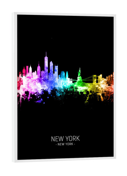 Poster mit weißem Rahmen "New York Skyline Colour Black" artboxONE - Städte,Städte / New York