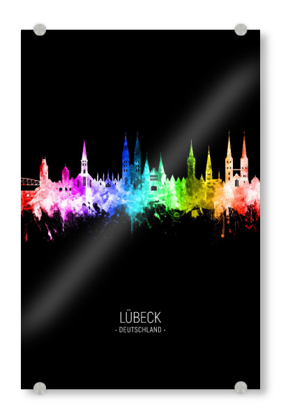 Acrylglasbild "Lübeck Skyline Colour Black" artboxONE - Städte
