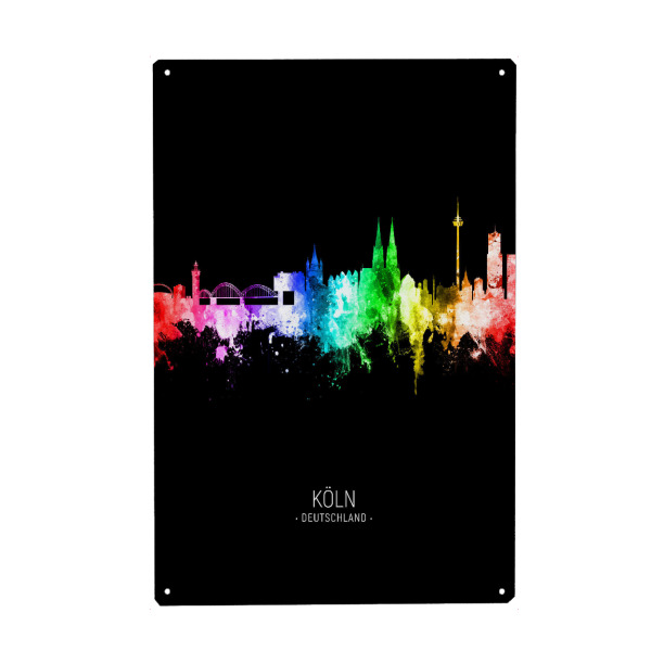 Metall Poster "Cologne Skyline Colour Black" artboxONE - Städte,Städte / Köln