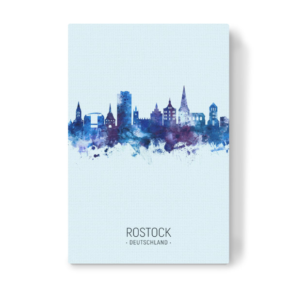 Leinwandbild "Rostock Germany Skyline Dark Blue" artboxONE - Städte