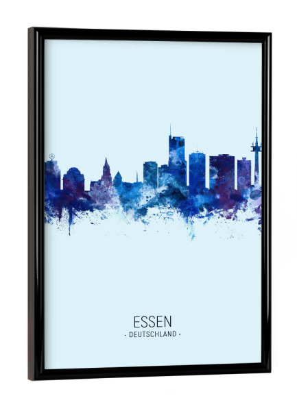 Poster mit schwarzem Rahmen "Essen Germany Skyline Dark Blue" artboxONE - Städte