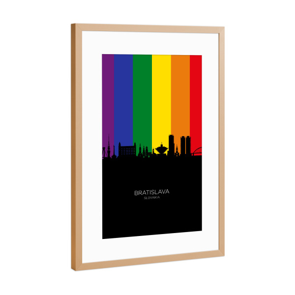 Poster mit Rahmen Kupfer "Bratislava Slovakia Skyline Pride" artboxONE - Städte