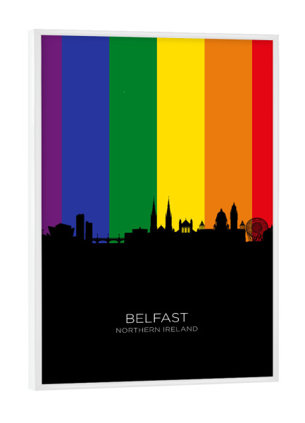 Poster mit weißem Rahmen "Belfast Skyline Pride" artboxONE - Städte