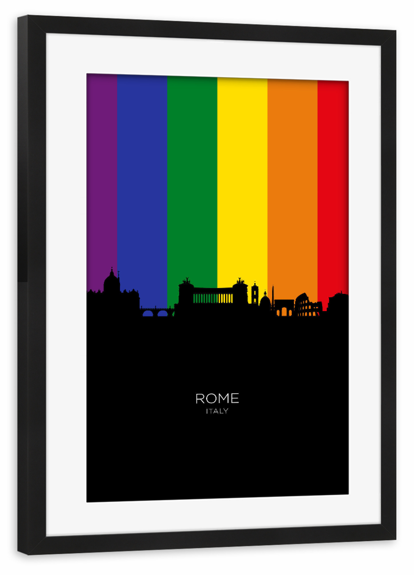 Poster mit Rahmen schwarz "Rome Italy Skyline Pride" artboxONE - Städte,Städte / Rom