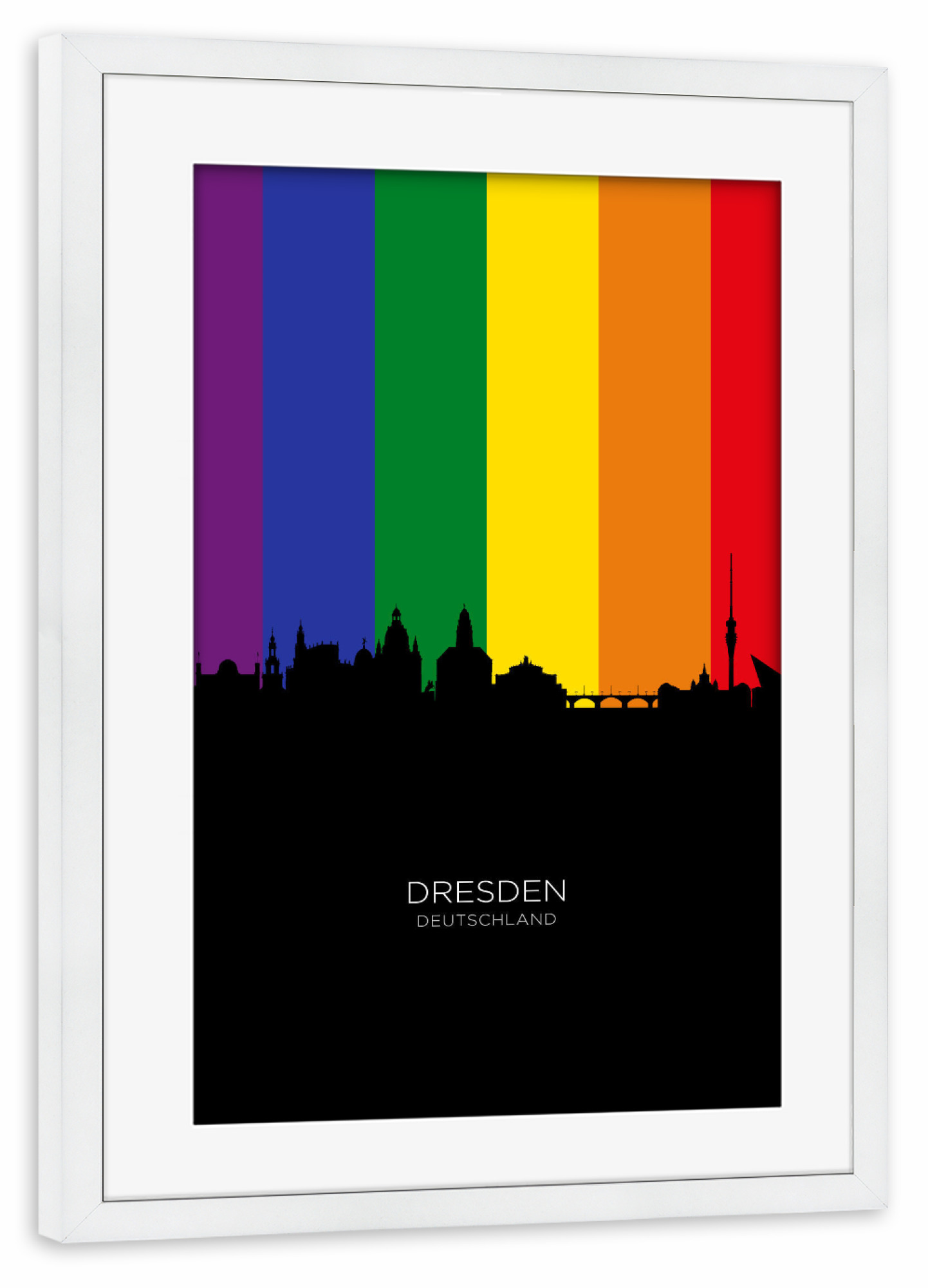 Poster mit Rahmen weiß "Dresden Germany Skyline Pride" artboxONE - Städte,Städte / Dresden