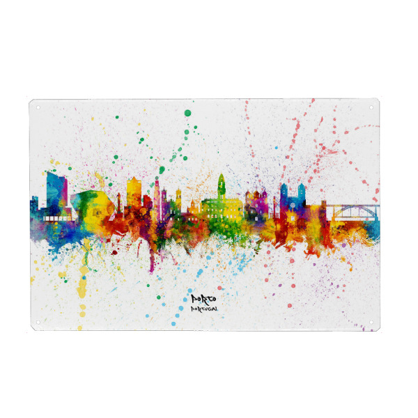 Holzbild "Porto Portugal Skyline Splash" artboxONE - Städte