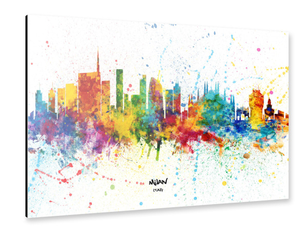 Alu-Dibond "Milan Italy Skyline Splash" 30x20 cm artboxONE