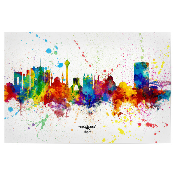 Poster "Tehran Iran Skyline Splash" artboxONE - Städte - Tehran,Iran,Skyline,Cityscape,Stadtbild,Watercolor,Painting,City,Colorful