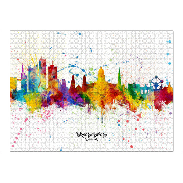 Puzzle Ravensburger "Brussels Belgium Skyline Splash" artboxONE - Städte
