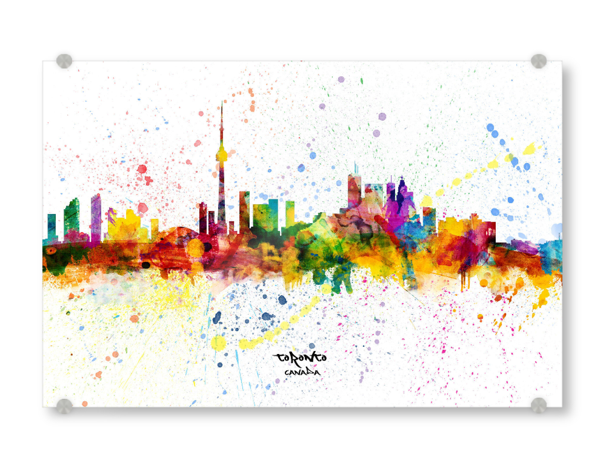 Acrylglasbild "Toronto Canada Skyline Splash" artboxONE - Städte - Toronto,Canada,Skyline,Cityscape,Stadtbild,Watercolor,Painting,City,Colorful