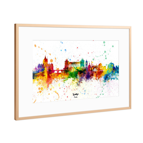 Poster mit Rahmen Kupfer "Rome Italy Skyline Splash" artboxONE - Städte,Städte / Rom