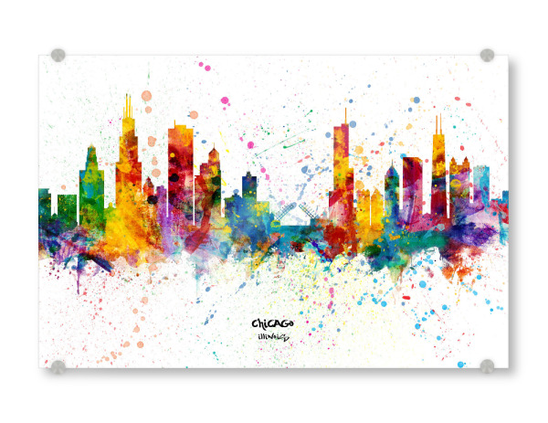 Acrylglasbild "Chicago Illinois Skyline Splash" artboxONE - Städte,Städte / Chicago