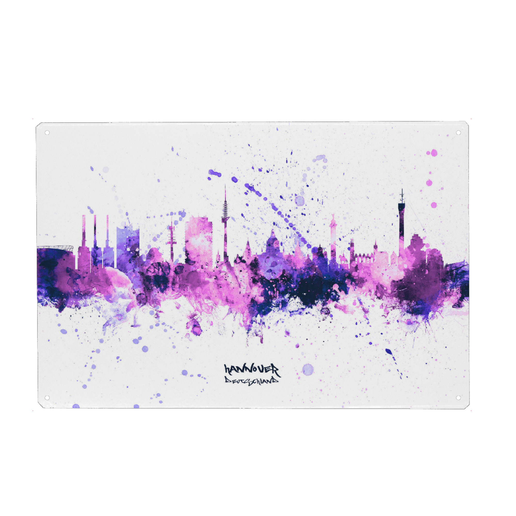 Holzbild "Hannover Skyline PurplePink" artboxONE - Städte