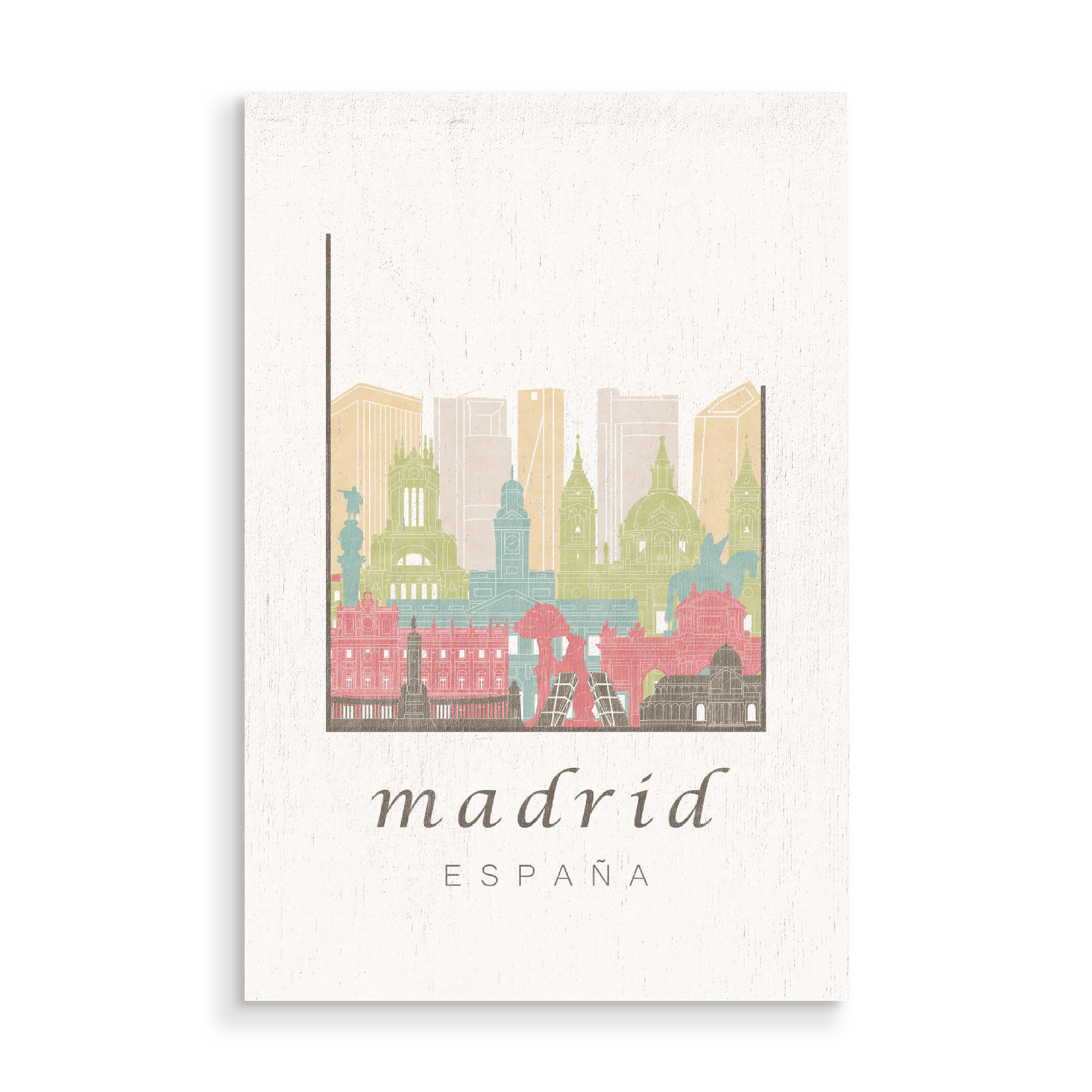 Holzbild "Madrid skyline pastel" artboxONE - Städte,Architektur