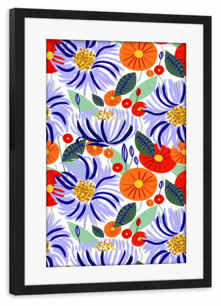 Poster mit Rahmen schwarz "Alia Pattern" artboxONE - Floral