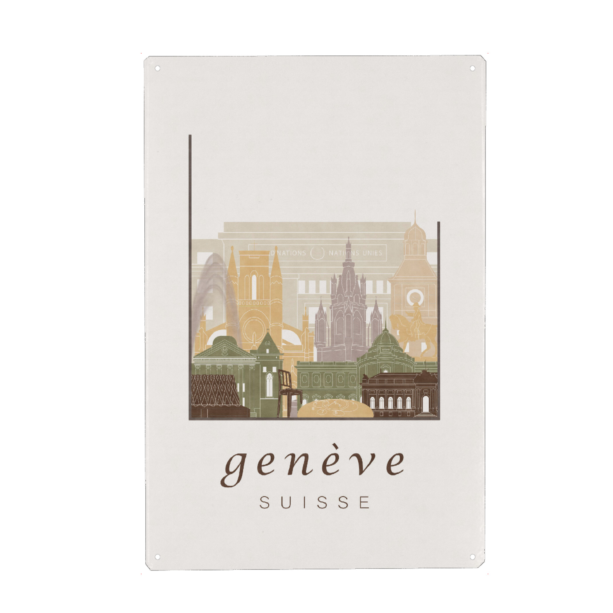 Holzbild "Geneva skyline rustic" artboxONE - Städte,Architektur