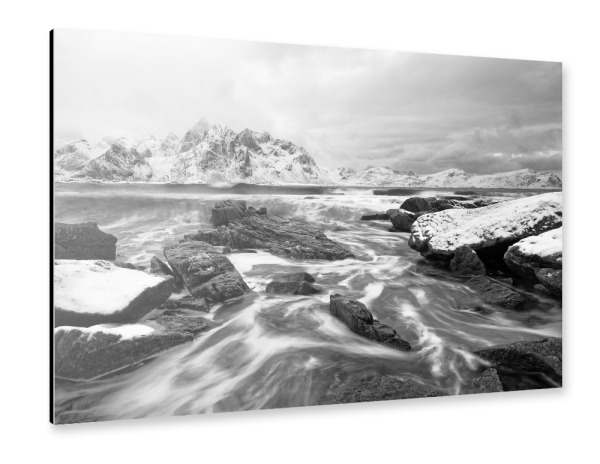 Alu-Dibond "Winterlandschaft mit Brandung" 30x20 cm artboxONE