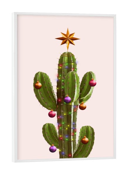 Poster mit weißem Rahmen "CHRISTMAS CACTUS" artboxONE - Für Kinder,Weihnachten,Lustig
