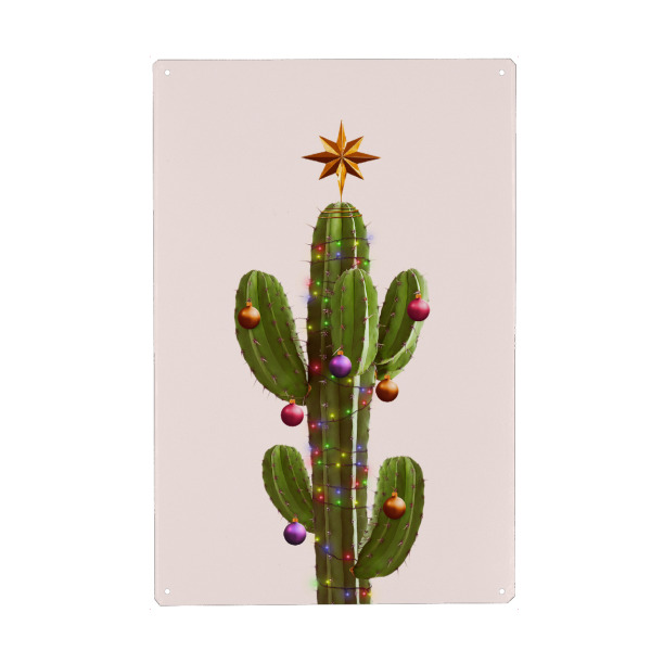 Metall Poster "CHRISTMAS CACTUS" artboxONE - Für Kinder,Weihnachten,Lustig