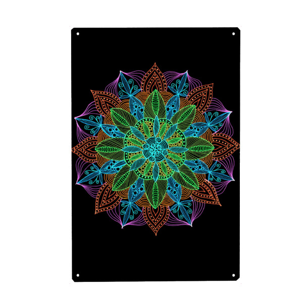 Holzbild "Neon Mandala" artboxONE - Abstrakt