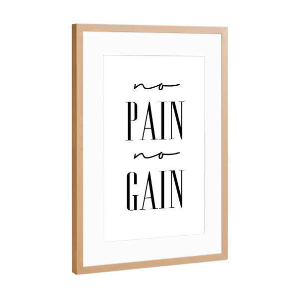 Poster mit Rahmen Kupfer "No Pain No Gain" artboxONE - Typografie,Menschen,Schwarzweiß,Sport,Sport / Motivation