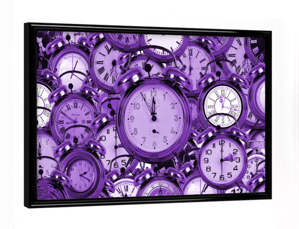 Poster mit schwarzem Rahmen "Uhrzeit lila" artboxONE - Abstrakt - Uhr,Zeit,Uhrzeit,Time,Clock