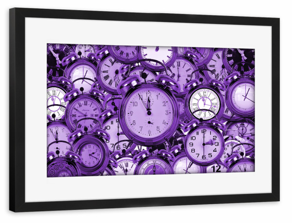 Poster mit Rahmen schwarz "Uhrzeit lila" artboxONE - Abstrakt - Uhr,Zeit,Uhrzeit,Time,Clock