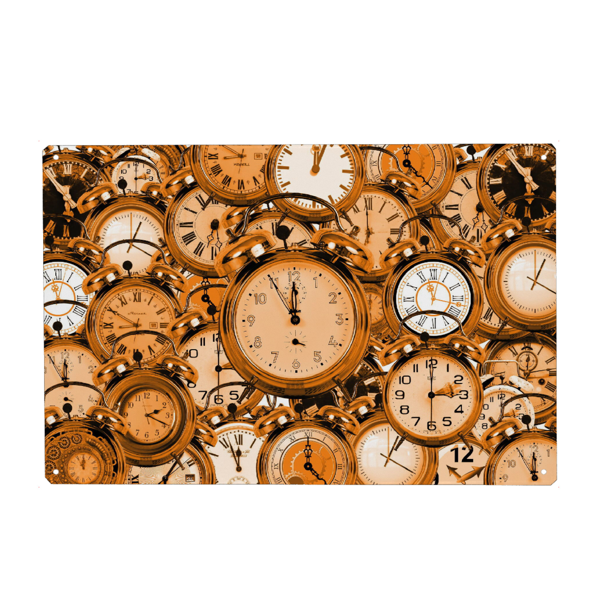 Metall Poster "Uhrzeit gold orange" artboxONE - Abstrakt - Uhr,Zeit,Uhrzeit,Time,Clock - Blechschild
