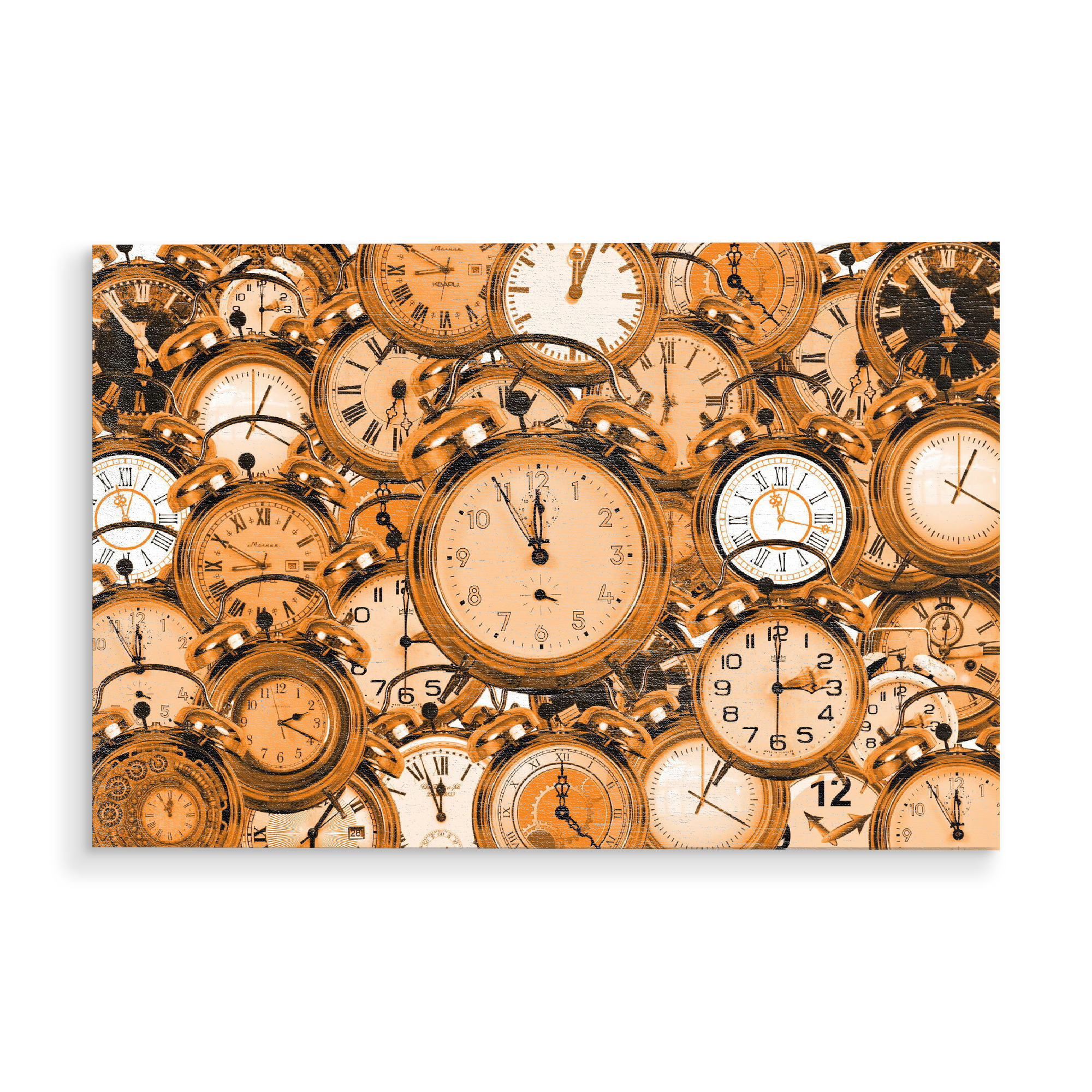 Holzbild "Uhrzeit gold orange" artboxONE - Abstrakt - Uhr,Zeit,Uhrzeit,Time,Clock