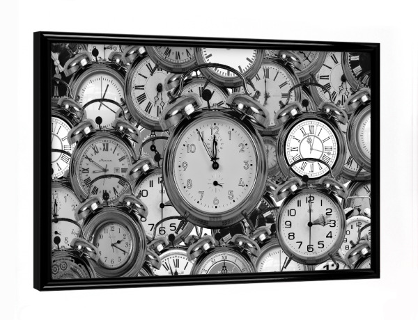 Poster mit schwarzem Rahmen "Uhrzeit" artboxONE - Abstrakt,Schwarzweiß - Uhrzeit,Uhr,Zeit,Time,Clock