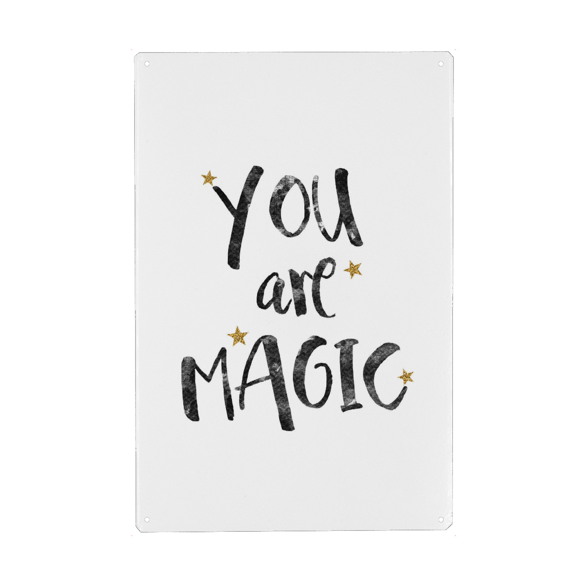 Metall Poster "You are magic (with stars)" artboxONE - Typografie,Schwarzweiß,Liebe,Weihnachten