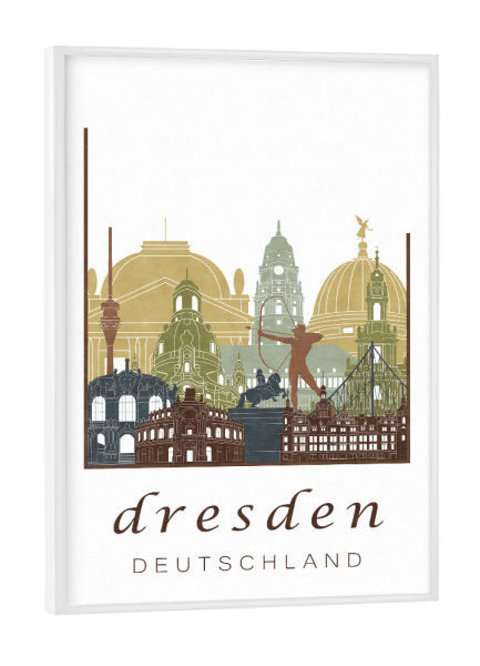 Poster mit weißem Rahmen "Dresden skyline light brown" artboxONE - Städte,Architektur,Städte / Dresden