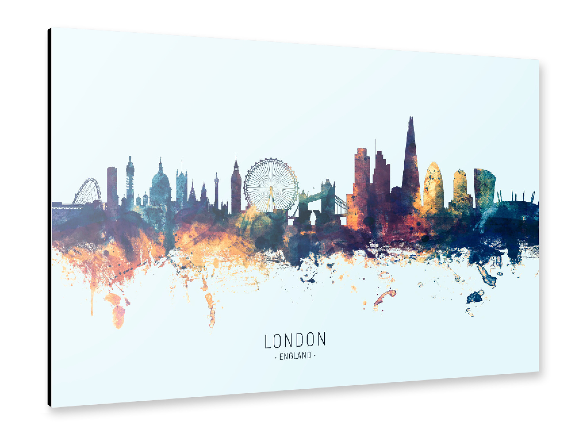 Alu-Dibond "London England Skyline BlueOrange" 30x20 cm artboxONE