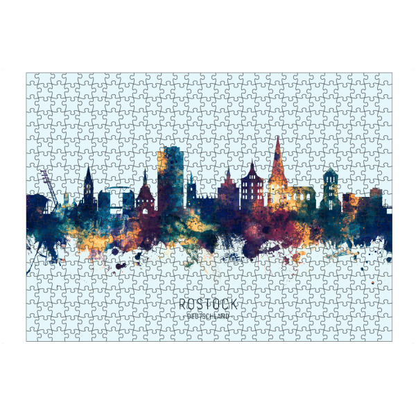 Puzzle Ravensburger "Rostock Germany Skyline BlueOrange" artboxONE - Städte