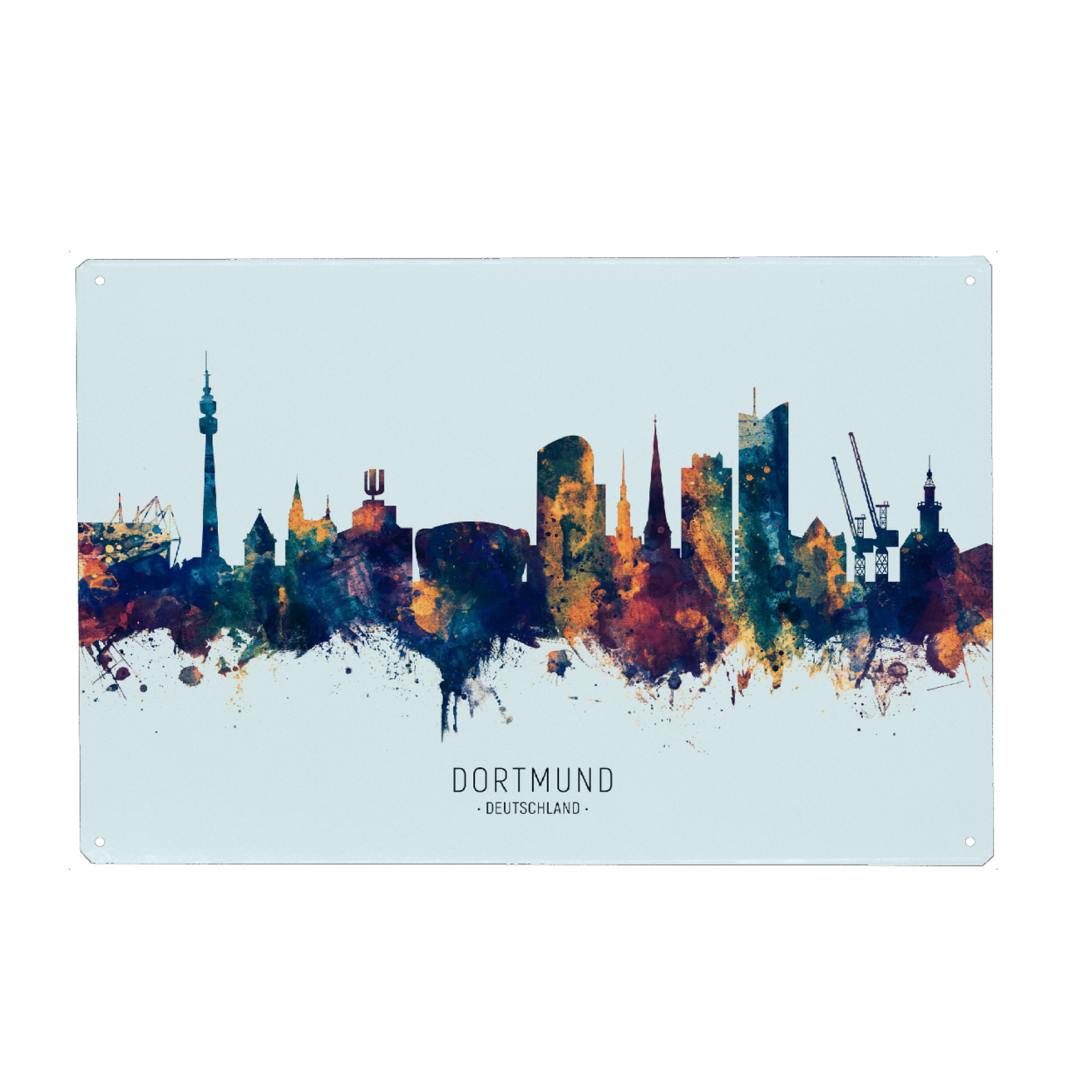 Metall Poster "Dortmund Skyline BlueOrange" artboxONE - Städte