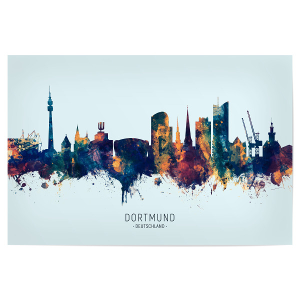 Poster 30x20 cm "Dortmund Skyline BlueOrange" artboxONE - Städte