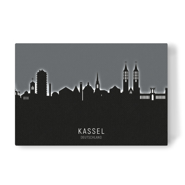 Leinwandbild "Kassel Germany Skyline Glow White" artboxONE - Städte,Schwarzweiß