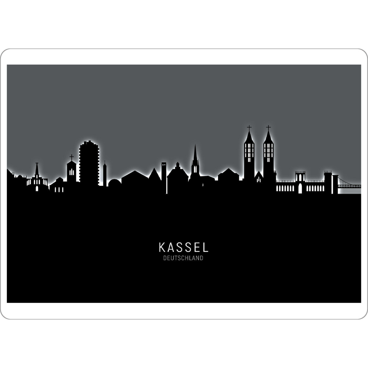 Tischset "Kassel Germany Skyline Glow White" artboxONE - Städte,Schwarzweiß