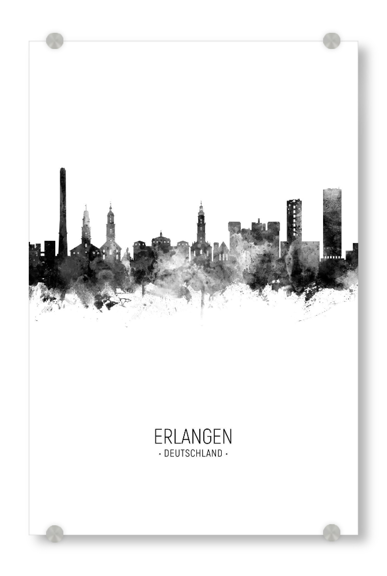Acrylglasbild "Erlangen Skyline BW" artboxONE - Städte,Schwarzweiß