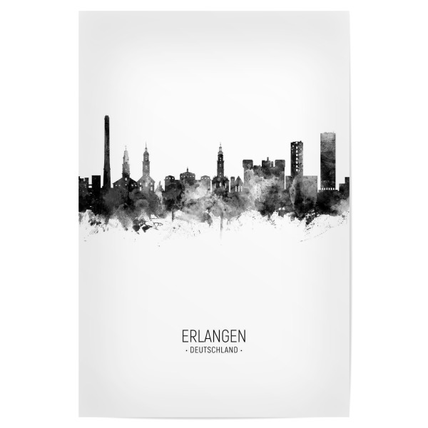 Poster 30x20 cm "Erlangen Skyline BW" artboxONE - Städte,Schwarzweiß