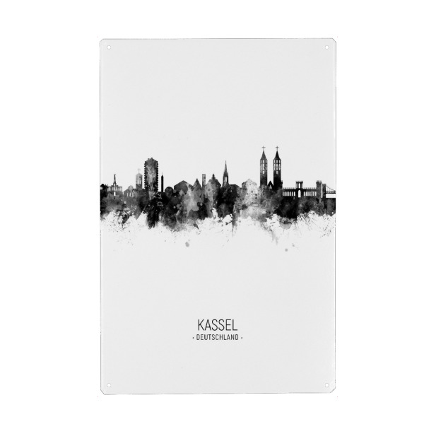 Metall Poster "Kassel Skyline BW" artboxONE - Städte,Schwarzweiß